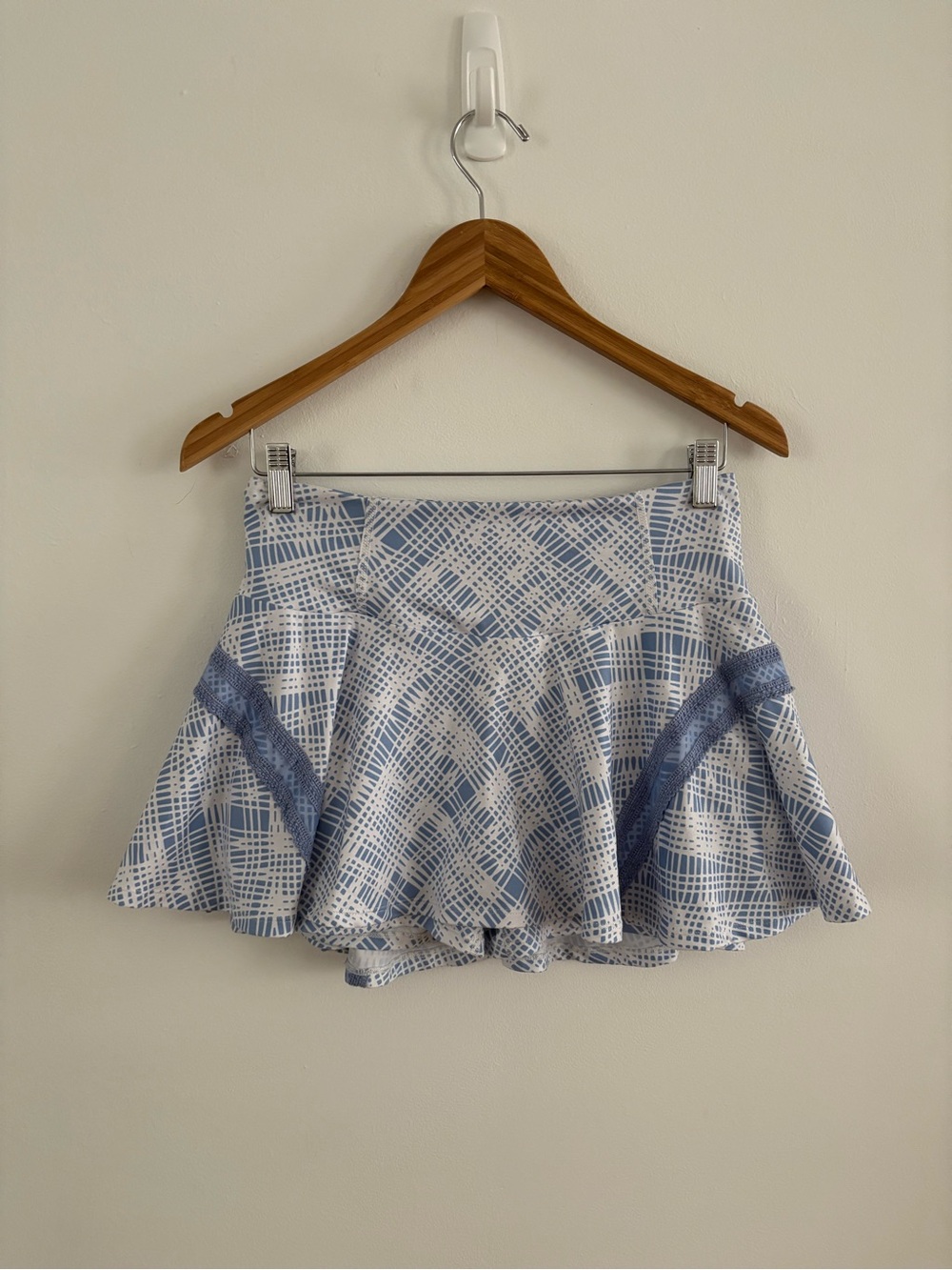 FP Movement by Free People White and Light Blue Patterned Skater Skirt
